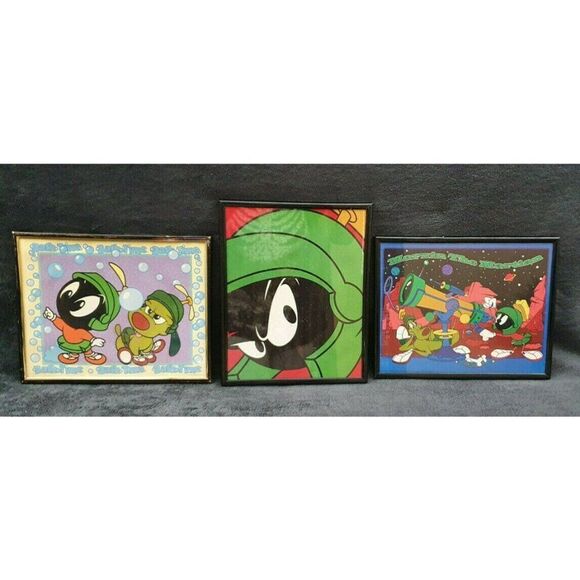 VINTAGE MARVIN THE MARTIAN WALL ART PICTURES 10" X 8" BIG FACE & K-9 DOG - Picture 1 of 7